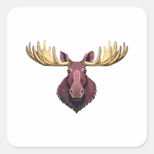 Moose buck head square sticker (Front)