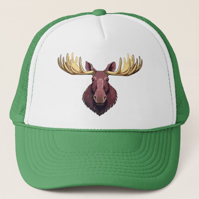 Moose buck head trucker hat (Front)
