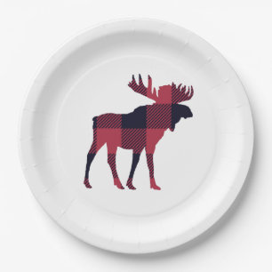 Moose Buffalo Check Wilderness Paper Plate