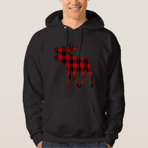 Moose Buffalo Red Plaid Hoodie