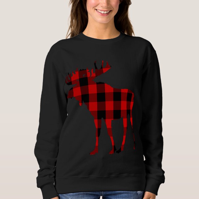 Moose Buffalo Red Plaid Sweatshirt (Front)