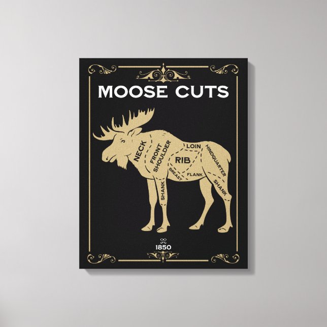 Moose Butcher Cut Chart Canvas Print (Front)