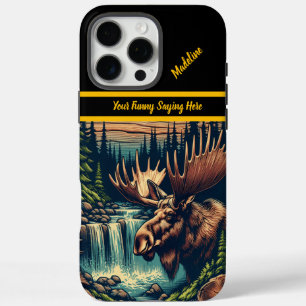 Moose by a calm forest stream iPhone 16 pro max case