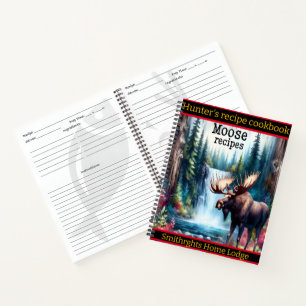 Moose by a serene waterfall and trees notebook