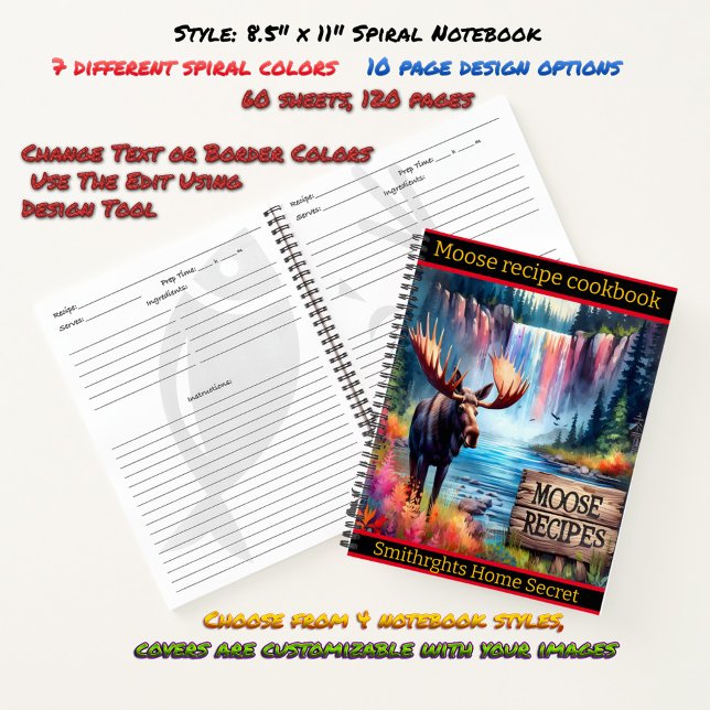 Moose by a vibrant waterfall and lake notebook (Creator Uploaded)