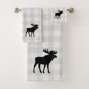 Moose Cabin Check Pattern Bath Towel Set