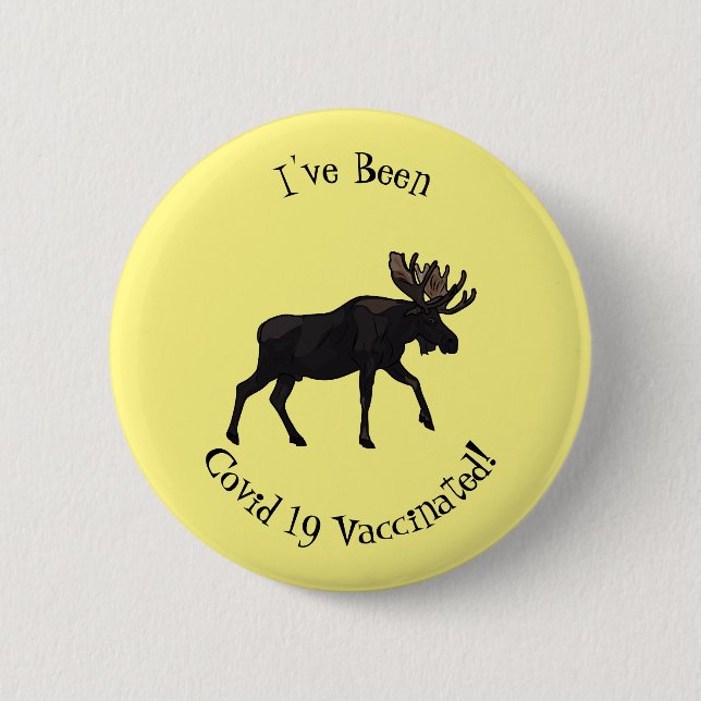 Moose cartoon illustration 6 cm round badge (Front)