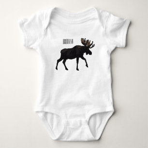 Moose cartoon illustration baby bodysuit