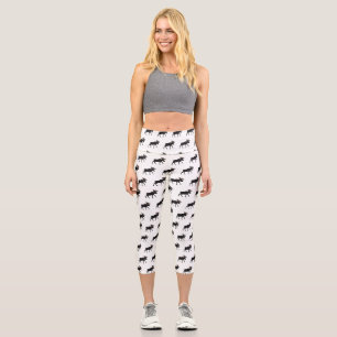Moose cartoon illustration capri leggings
