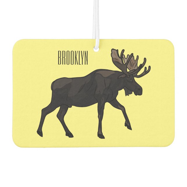 Moose cartoon illustration car air freshener (Front)