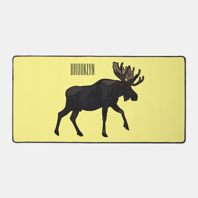 Moose cartoon illustration desk mat (Front)