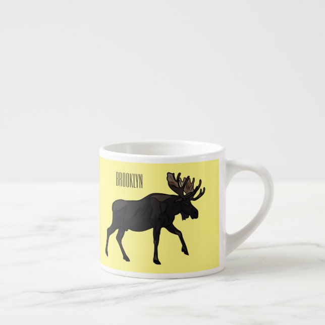 Moose cartoon illustration espresso cup (Right)