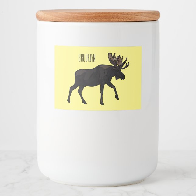 Moose cartoon illustration food label (Front)