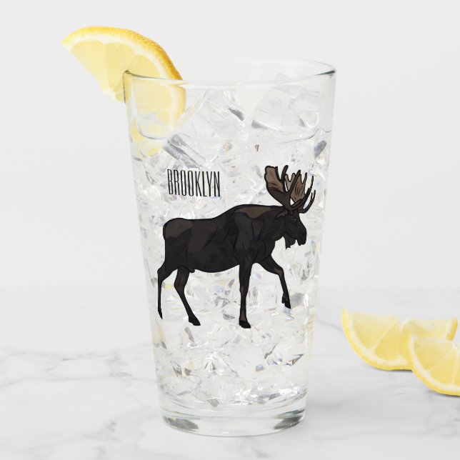 Moose cartoon illustration glass (Front Ice)