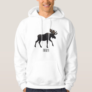 Moose cartoon illustration hoodie