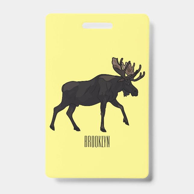 Moose cartoon illustration ID badge (Front)