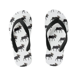 Moose cartoon illustration kid's flip flops