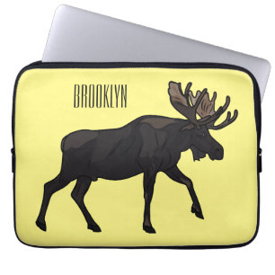 Moose cartoon illustration laptop sleeve