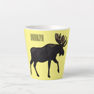 Moose cartoon illustration latte mug