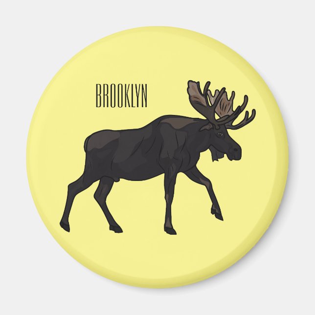 Moose cartoon illustration magnet (Front)
