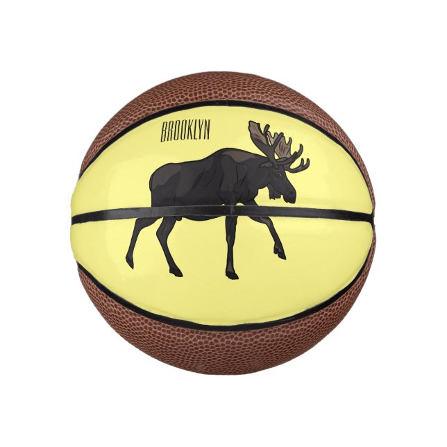 Moose cartoon illustration mini basketball (Front)