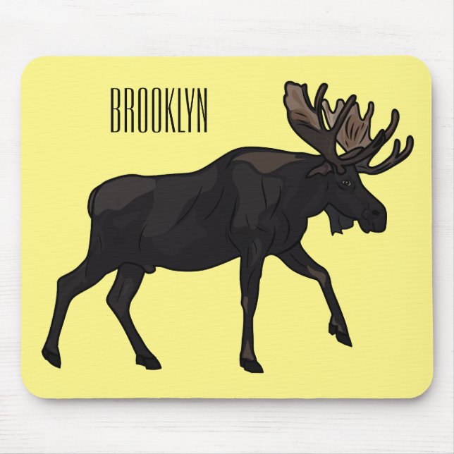 Moose cartoon illustration mouse mat (Front)