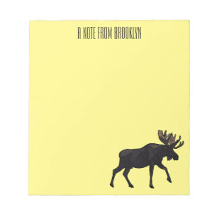 Moose cartoon illustration notepad