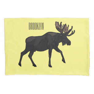 Moose cartoon illustration pillowcase