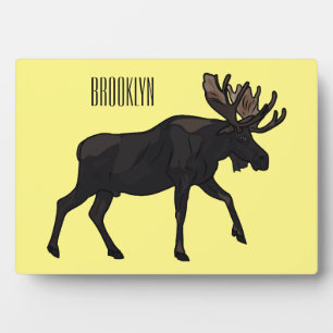 Moose cartoon illustration plaque