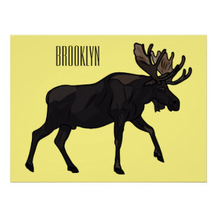 Moose cartoon illustration poster