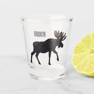 Moose cartoon illustration shot glass