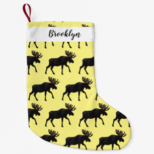Moose cartoon illustration small christmas stocking