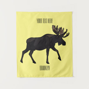 Moose cartoon illustration tapestry