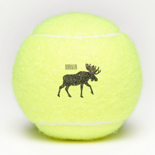 Moose cartoon illustration tennis balls