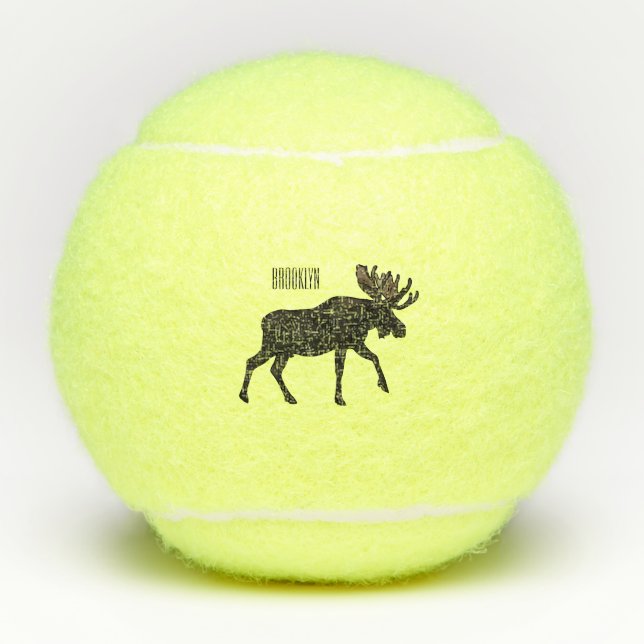 Moose cartoon illustration tennis balls (Front)