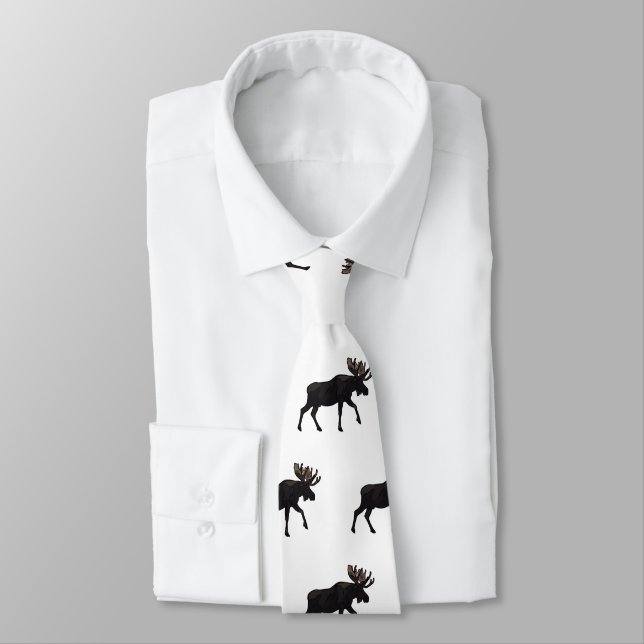 Moose cartoon illustration tie (Tied)