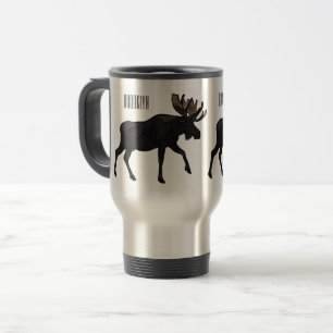 Moose cartoon illustration travel mug