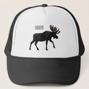 Moose cartoon illustration trucker hat
