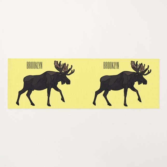 Moose cartoon illustration yoga mat (Front (Horizontal))