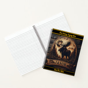 Moose carving in forested mountains notebook