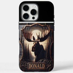 Moose Carving With Name iPhone 16 Pro Max Case