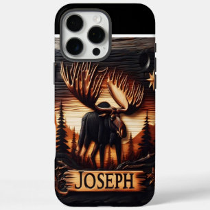 Moose Carving With Name iPhone 16 Pro Max Case