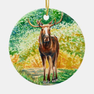Moose ceramic Christmas ornament