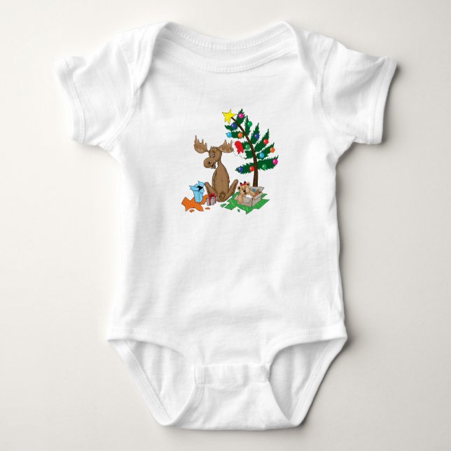 Moose Christmas baby shirt (Front)