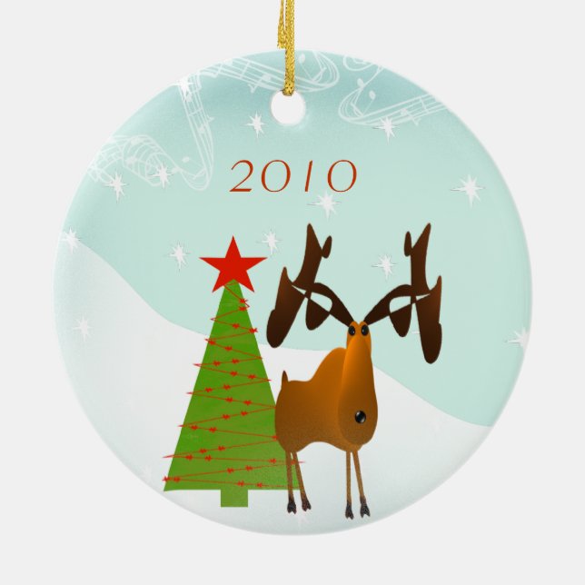 Moose Christmas Family Photo Ornament (Back)