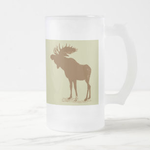 Moose Christmas Frosted Glass Beer Mug