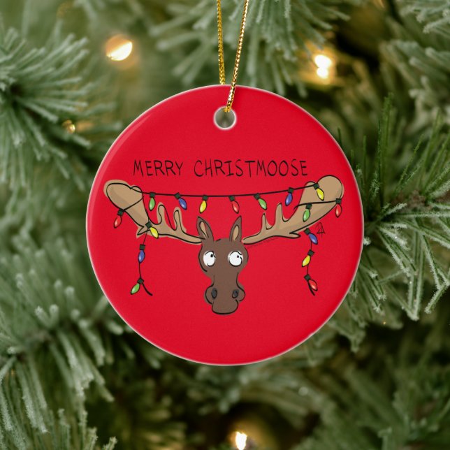Moose Christmas Funny Cartoon Kids Ceramic Tree Decoration (Tree)
