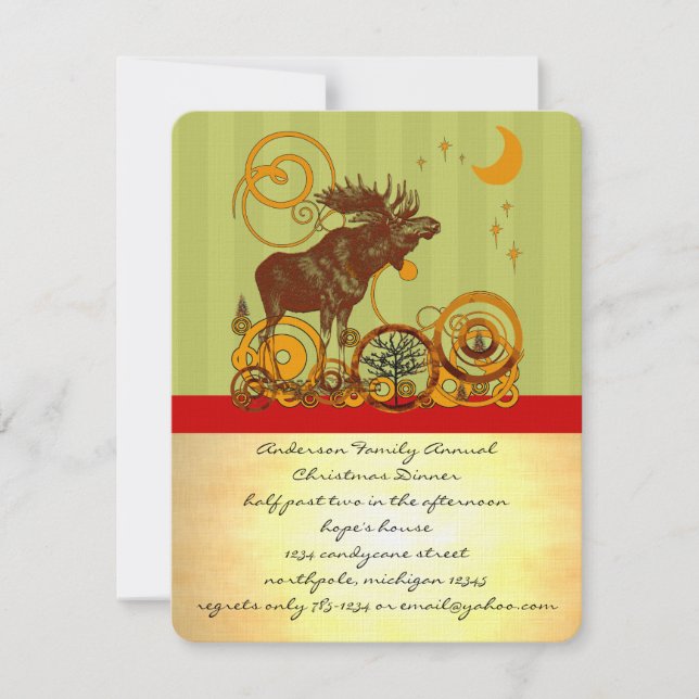 Moose Christmas Invitation (Front)