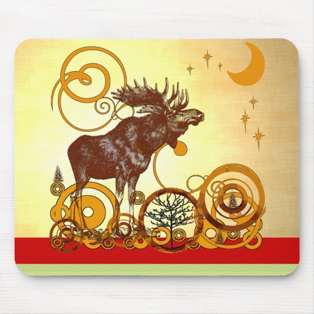 Moose Christmas Mouse Mat (Front)