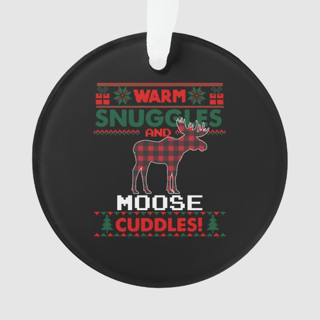 Moose Christmas Pajama Shirt Moose Ugly Christmas Ornament (Front)